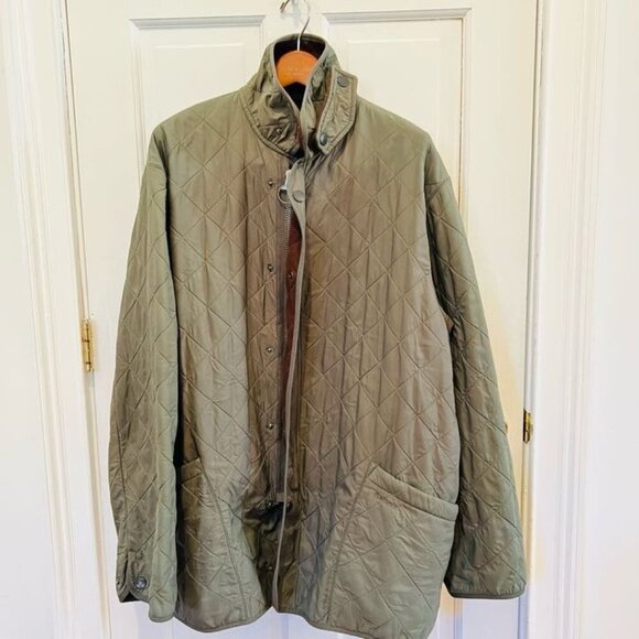 Barbour Mens Jacket Large Beige Tan Polar Quilt 100% Nylon 2XL - Picture 1 of 16